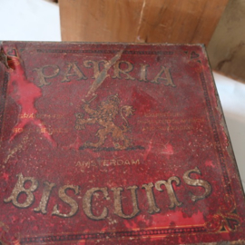 Blik Patria biscuits Amsterdam origineel metaal