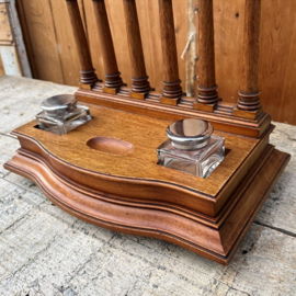 Inktset 2 inktpotten hout bureauset VERKOCHT