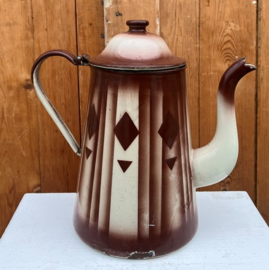 Water kan emaille theepot bruin creme Ø 18 cm