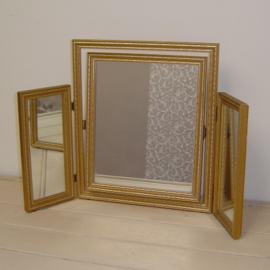 Spiegel type drieluik spiegels 68 x 42,5 goud VERKOCHT