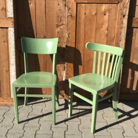 Eetkamer stoel cafe hout oud groen VERKOCHT