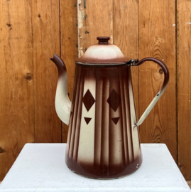 Water kan emaille theepot bruin creme Ø 18 cm