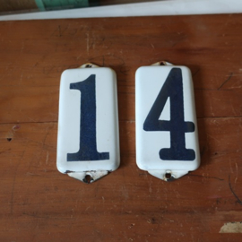 Huisnummer plaatje 1 4 emaille VERKOCHT