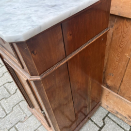 Nachtkastje hout marmer Frankrijk VERKOCHT