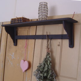 Kapstok wandmodel regaal brocante grijs VERKOCHT