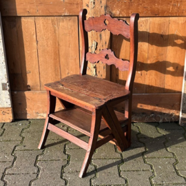 Bibliotheektrap hout bibliotheekstoel VERKOCHT