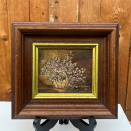 Schilderij bloemen stilleven hout VERKOCHT