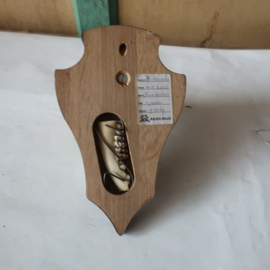 Gewei klein met houten plaat 13,5 x 21 cm