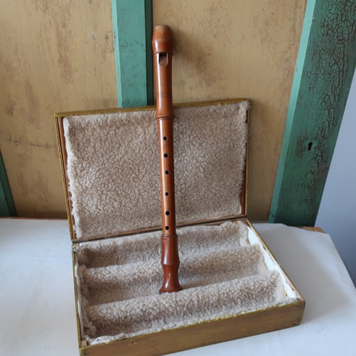 Blokfluit hout lengte 48,5 cm vintage in kist