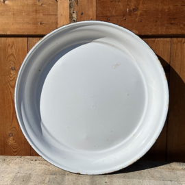 Schaal rond emaille Ø 50 cm wit origineel