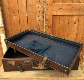 Koffer leer bruin 74 x 43 cm origineel reiskoffer