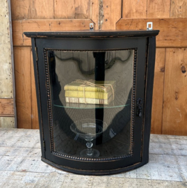 Vitrine kast zwart sier hoek pronk VERKOCHT