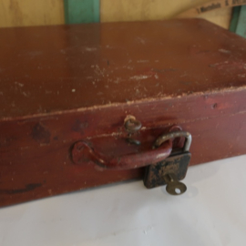 Kist koffer antiek hout origineel plat VERKOCHT