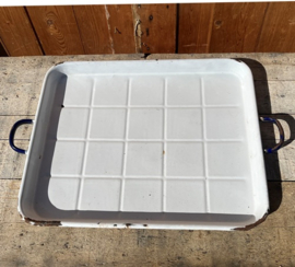 Emaille dienblad wit 65 x 44 cm origineel