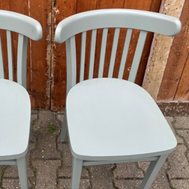 Eetkamer stoel cafe hout groen grijs VERKOCHT