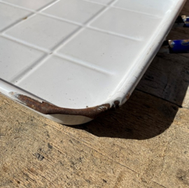 Emaille dienblad wit 65 x 44 cm origineel