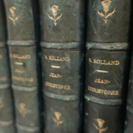 Set 10 oude boeken rug van leer VERKOCHT