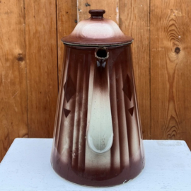 Water kan emaille theepot bruin creme Ø 18 cm