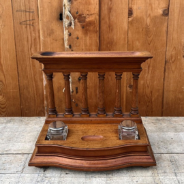 Inktset 2 inktpotten hout bureauset VERKOCHT