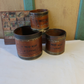 Graanmaat 2 kop 1 kop ½ kop hout koper VERKOCHT