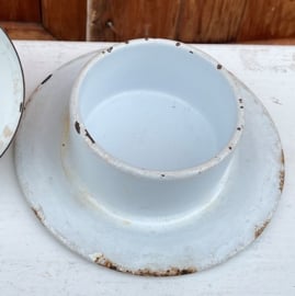Stolp botervloot boter cloche emaille wit