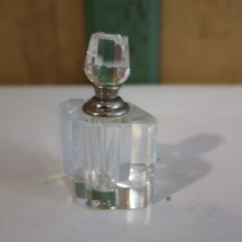 Parfum fles flesje glas met dop 7,5 cm hoog
