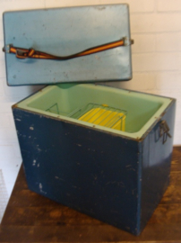 Koelbox metaal blauw origineel VERKOCHT