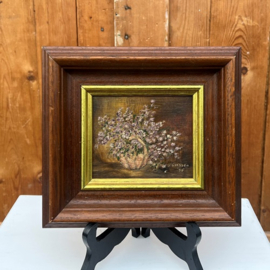 Schilderij bloemen stilleven hout VERKOCHT