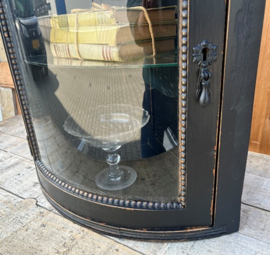 Vitrine kast zwart sier hoek pronk VERKOCHT