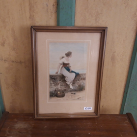 Afbeelding Eugen von Blaas dame in kleur VERKOCHT