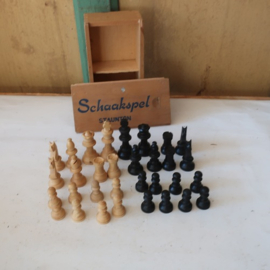 Schaakstukken schaakset hout Staunton kistje