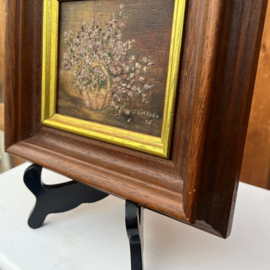 Schilderij bloemen stilleven hout VERKOCHT