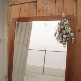 Spiegel antiek hout lijst oud 170 cm VERKOCHT