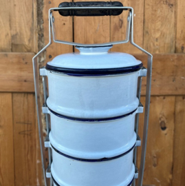 Emaille lunchtrommel tiffin dabba 5 bakken