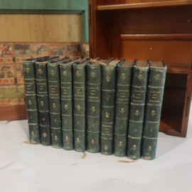 Set 10 oude boeken rug van leer VERKOCHT