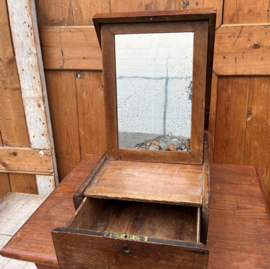 Scheerkist hout origineel kist met lade