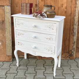Ladekast wit brocante 3 laden VERKOCHT