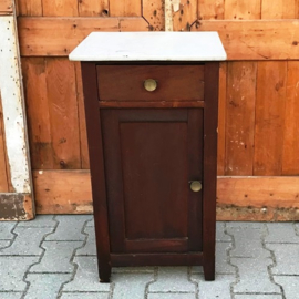 Nachtkastje hout marmer 1930 Frankrijk VERKOCHT