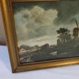 Oude lijst afbeelding landschap met windmolen