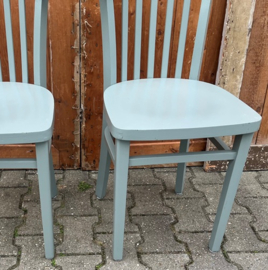 Eetkamer stoel cafe hout groen grijs VERKOCHT