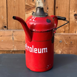 Petroleum kan blik 2 liter rood emaille VERKOCHT