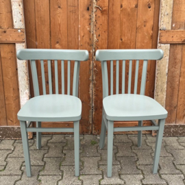 Eetkamer stoel cafe hout groen grijs VERKOCHT