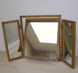 Spiegel drieluik spiegels 81,5 x 48 goud VERKOCHT