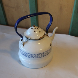 Waterketel emaille theepot wit blauw Ø 20 cm
