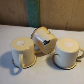 Emaille beker creme met tekst Lait