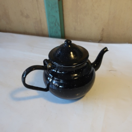 Pot emaille theepot zwart Ø 12 cm VERKOCHT