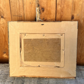 Stilleven in lijst hout boeket bloemen 39 x 33