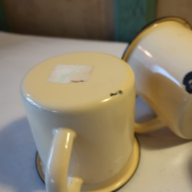 Emaille beker creme met tekst Lait