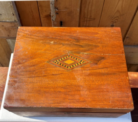 Schrijfkist reiskist lessenaar hout origineel