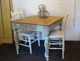 Boeren tafel eettafel 85 x 80 lade cafe brocante Frankrijk VERKOCHT